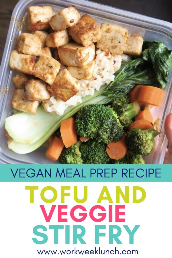 This easy tofu stir fry with a homemade peanut butter stiry fry sauce will make you feel like you're eating takeout, without the food baby or food guilt. A healthy tofu recipe that's perfect for vegan meal prep for the week. Vegetarian Recipes | Vegan Recipes | Easy Tofu Recipes | Crispy Tofu Stir Fry #tofu #vegan #mealprep #workweeklunch