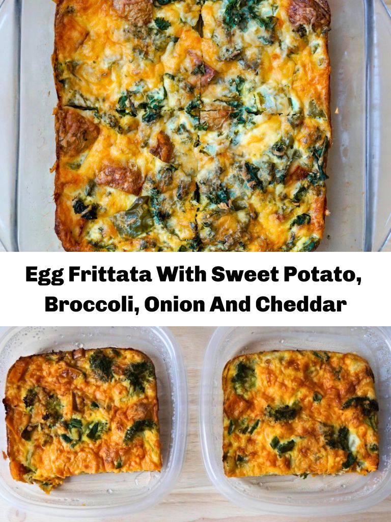 Egg Frittata With Sweet Potato, Broccoli, Onion And Cheddar