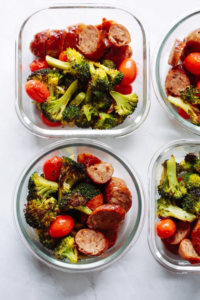 Italian Sausage Meal Prep Bowls in glass meal prep container