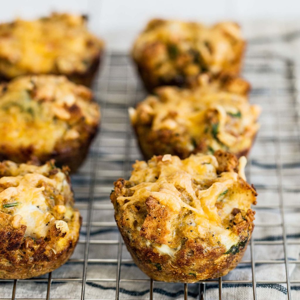 muffins made from thanksgiving stuffing leftovers