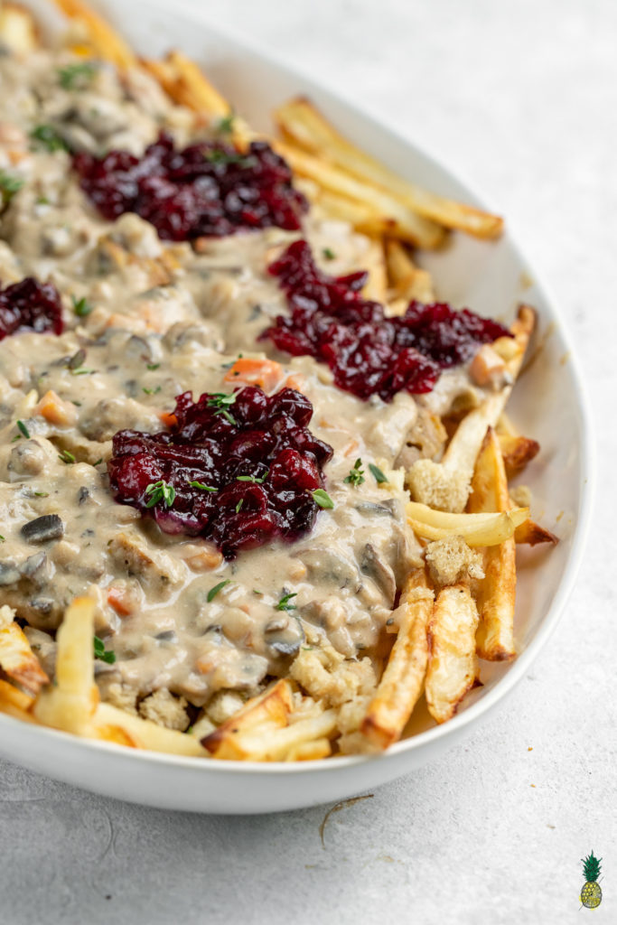 poutine with cranberry suace