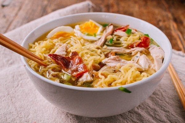 bowl of thanksgiving turkey ramen with egg