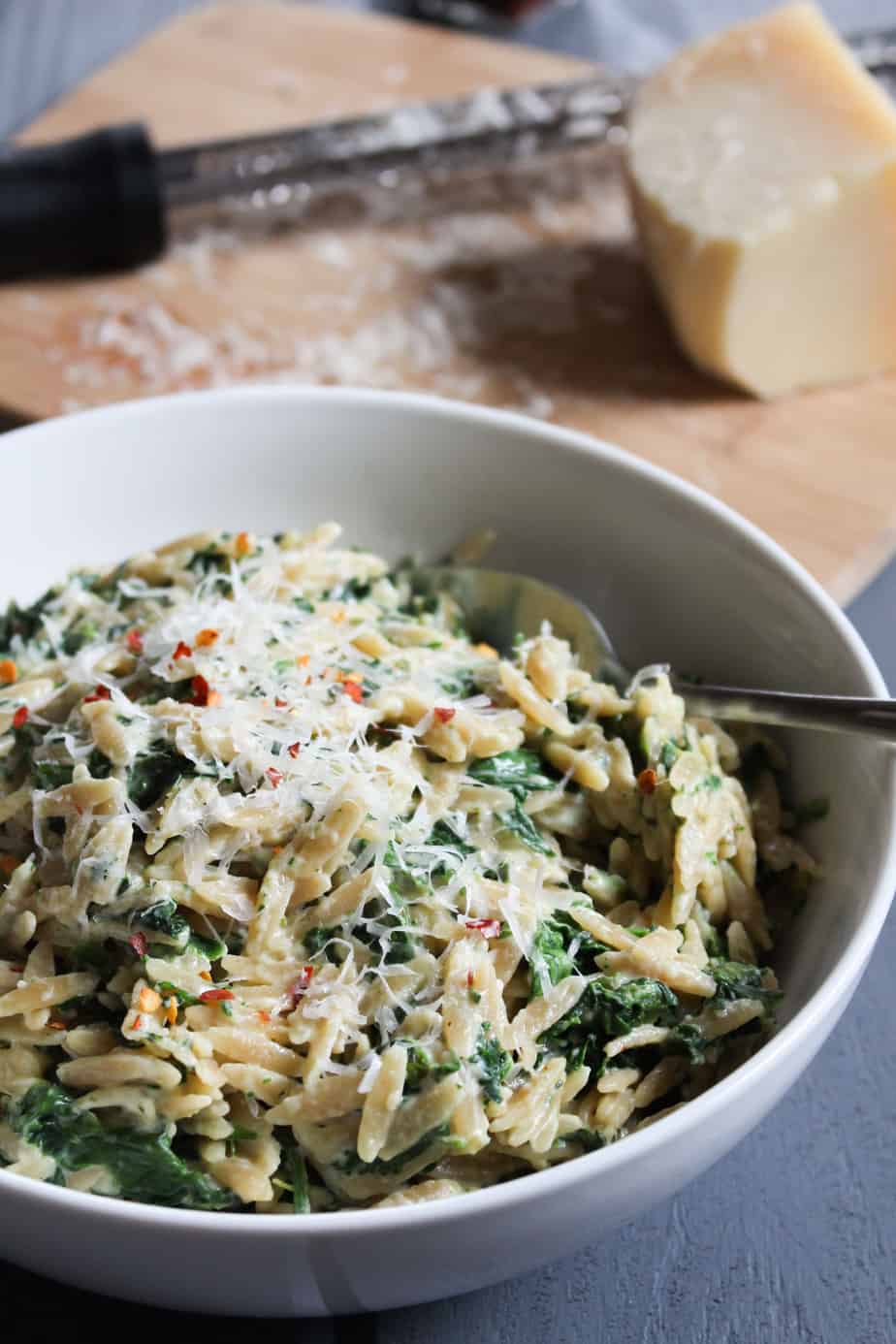 $2 Lunch Ideas One-Pot Parmesan Orzo and Spinach