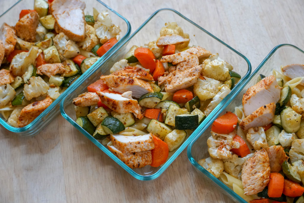 Lemon Garlic Sheet Pan Veggie & Chicken Bowl