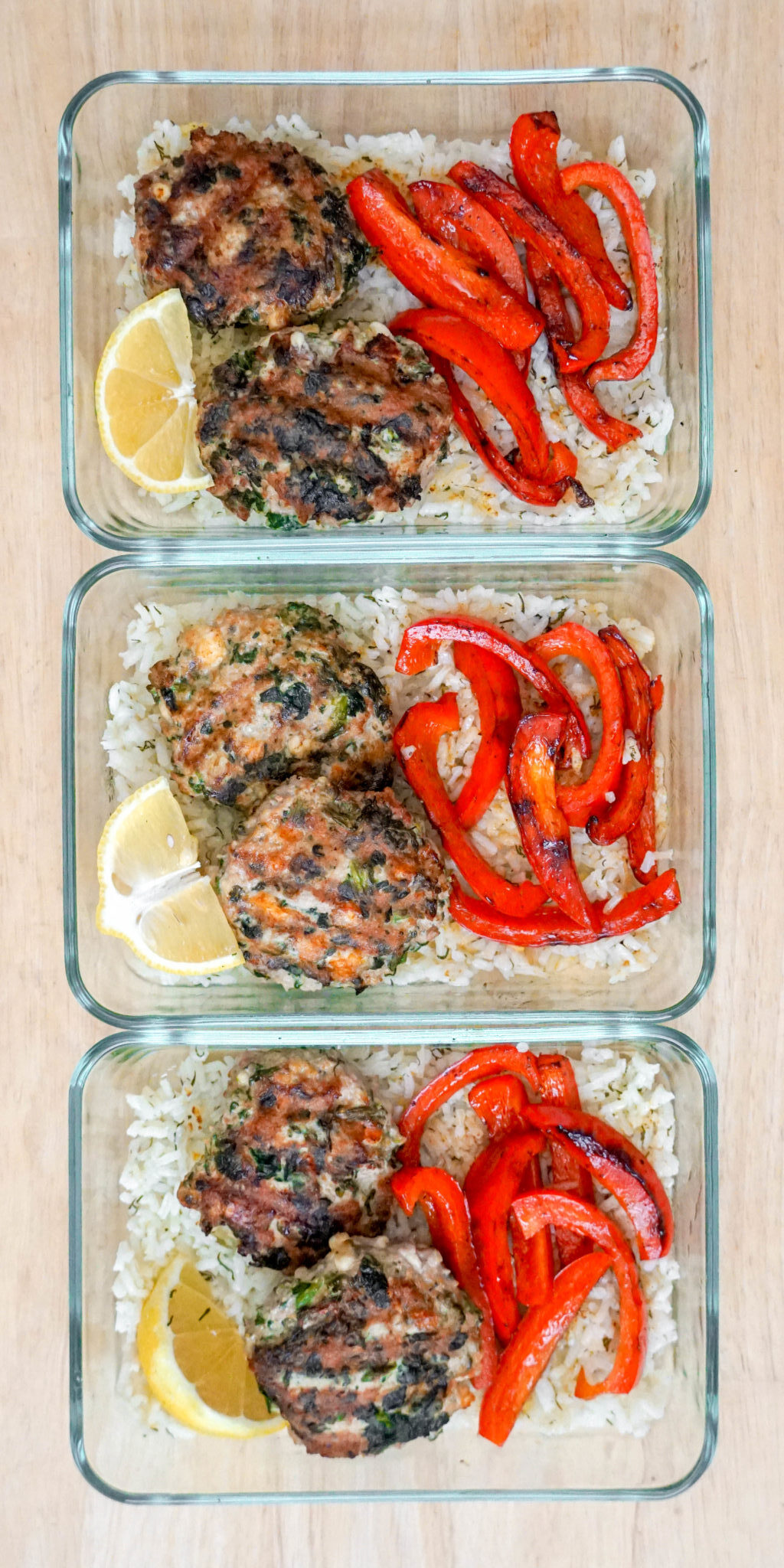Spinach Feta Turkey Burgers With Lemon Dill Rice