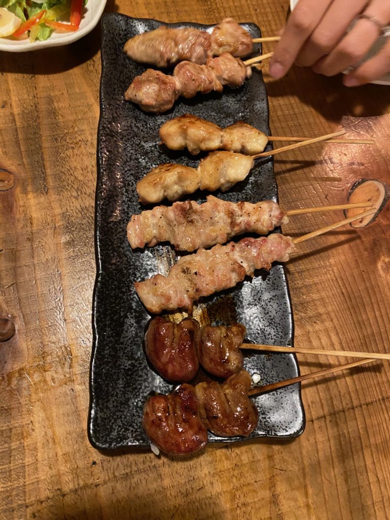 yakitori at an izakaya japanese food tour