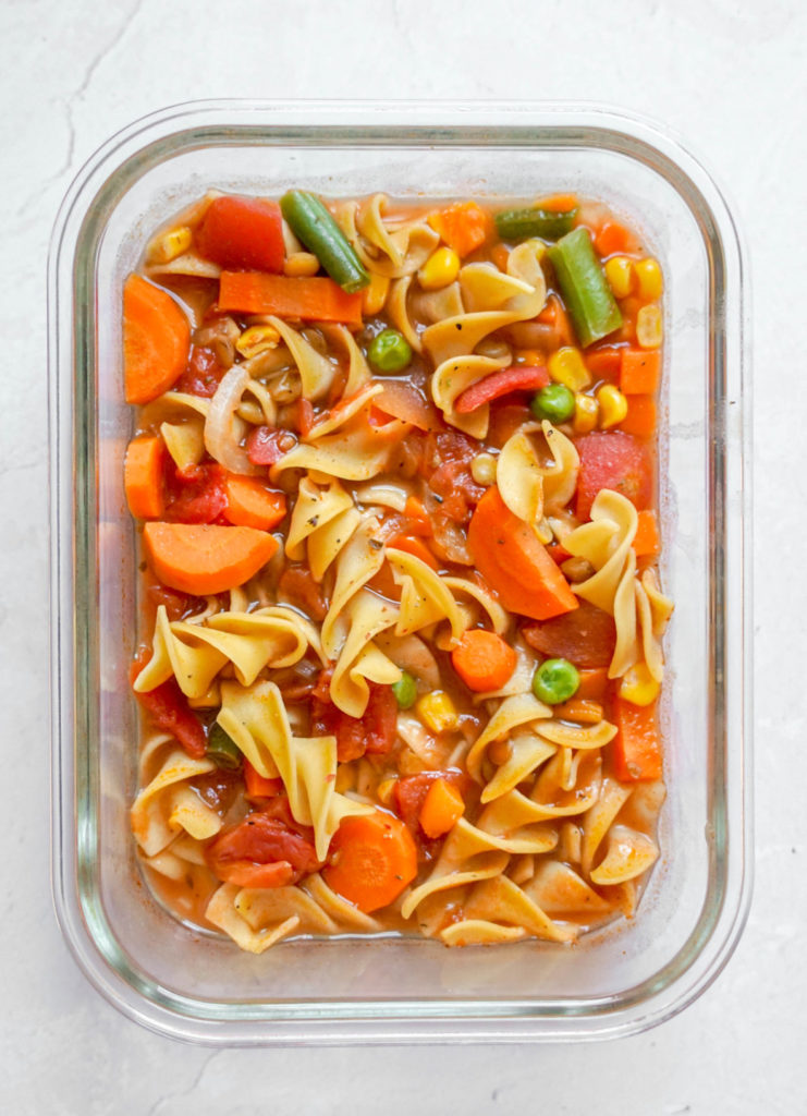 lentil minestrone soup in a container