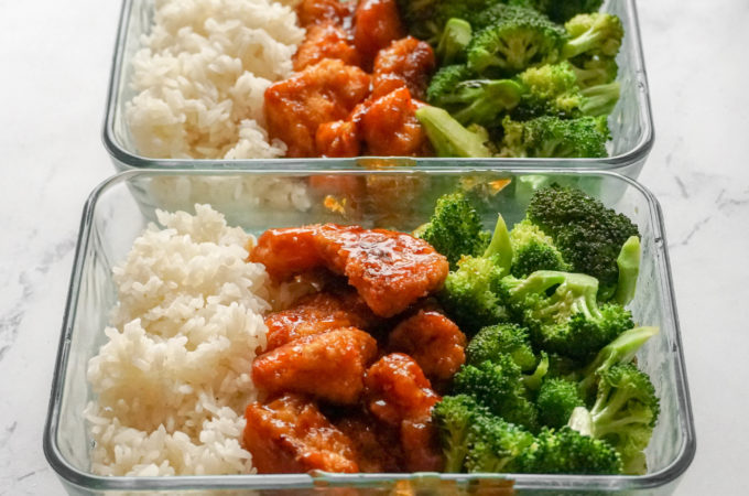 close up orange chicken