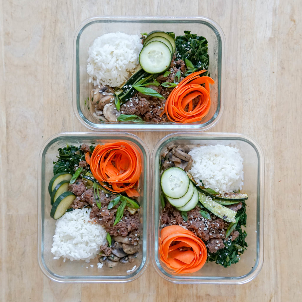 meal prep beef bibimbap bowls