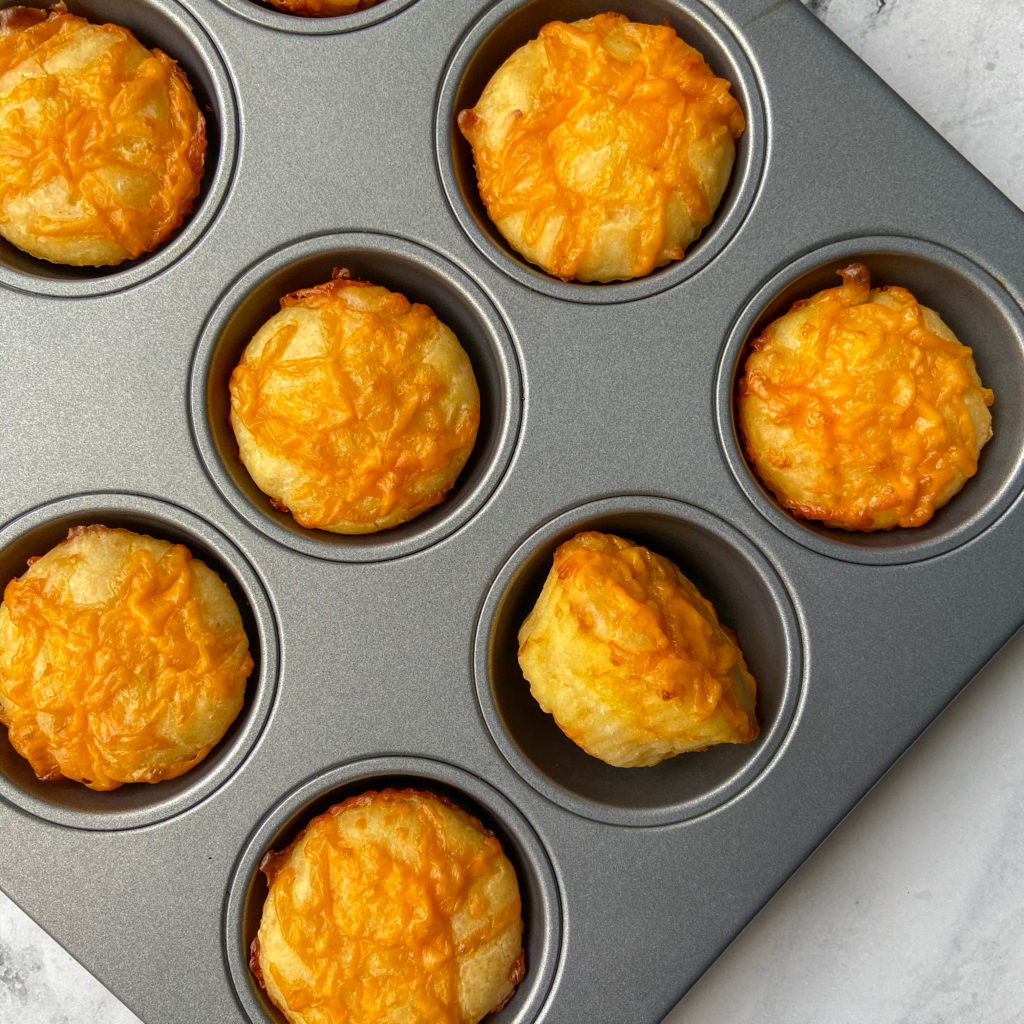 Cheese Muffins in a muffin tin