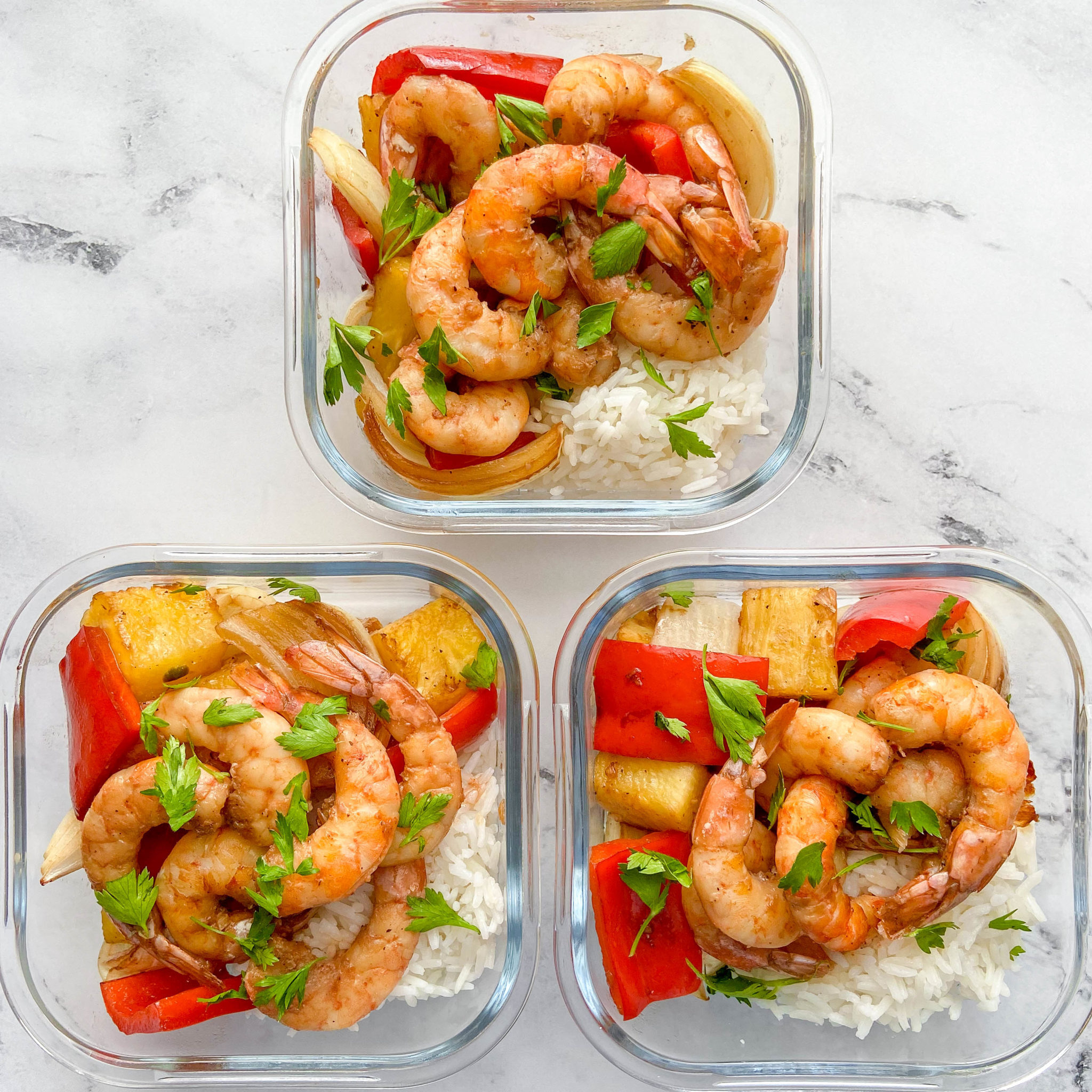 Sheet-Pan Shrimp, Pineapple & Peppers with Rice