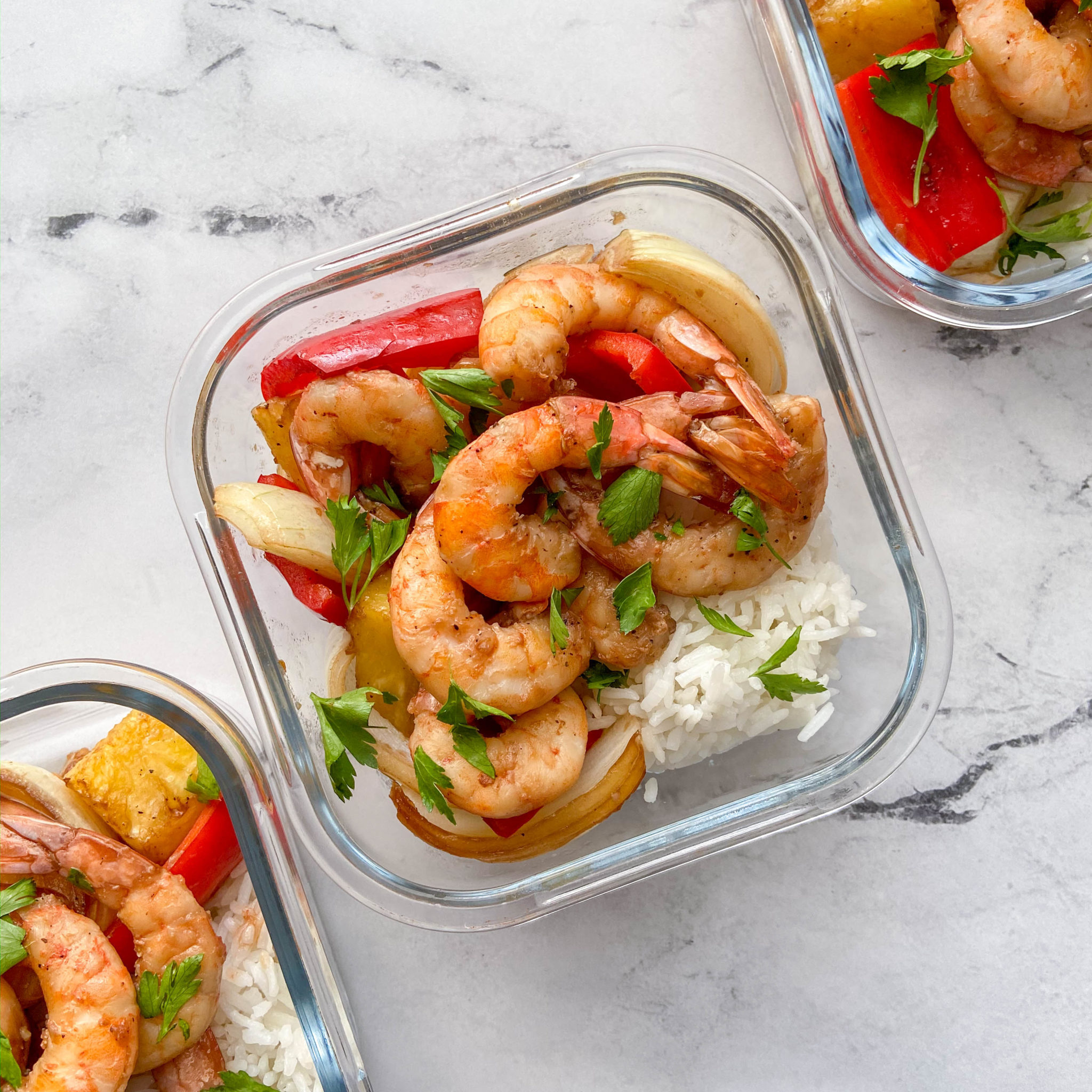 Sheet-Pan Shrimp, Pineapple & Peppers with Rice