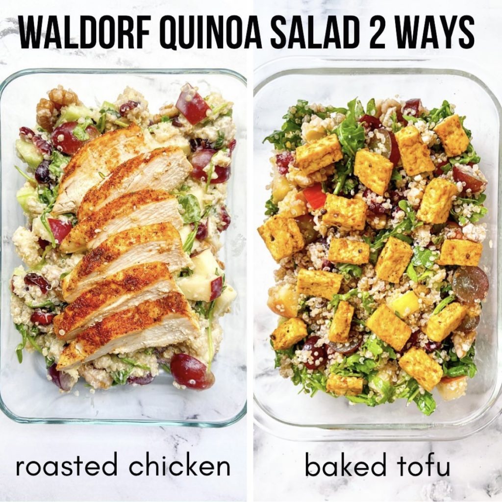 meal prepping for two - waldorf salad tow ways