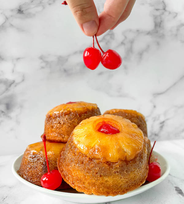 mini pineapple upside down cakes- easy holiday recipes