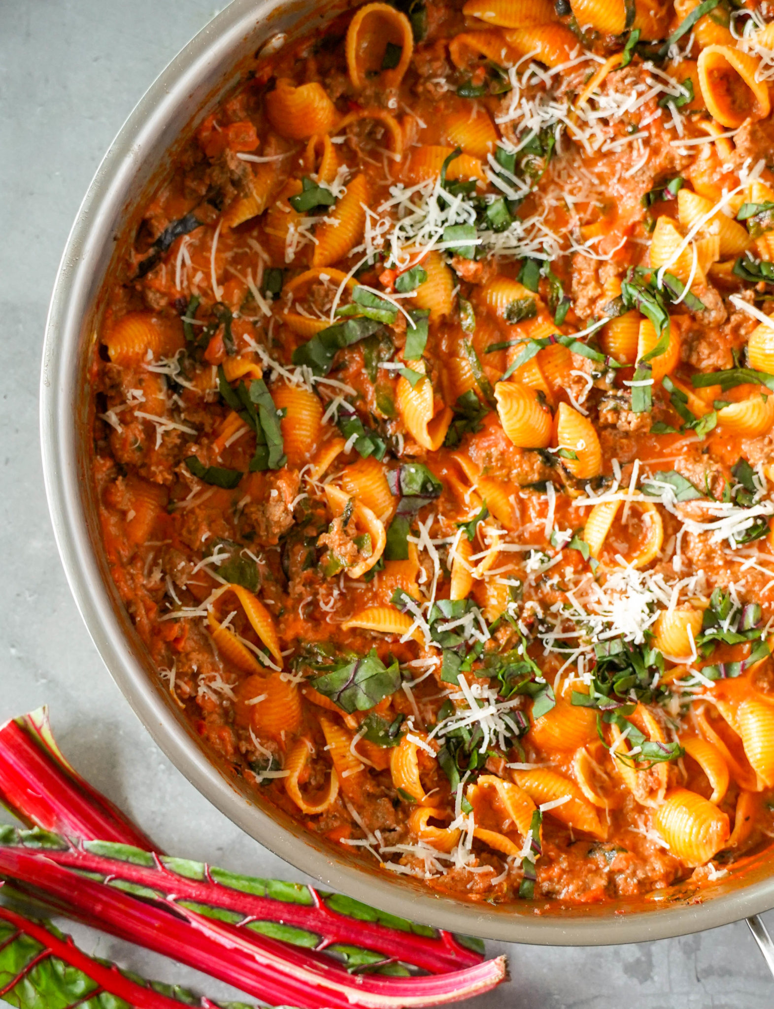 20-Minute Ground Beef Pasta With Swiss Chard - Workweek Lunch