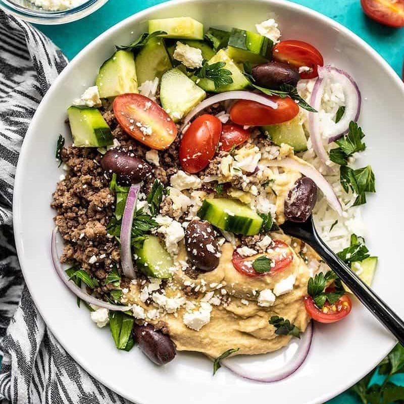 mediterranean bowl with ground beef