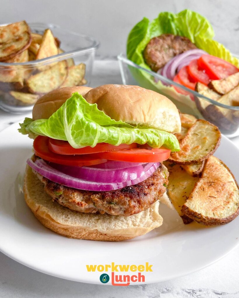 Meal Prep Turkey Burger Recipe with Crispy Fries