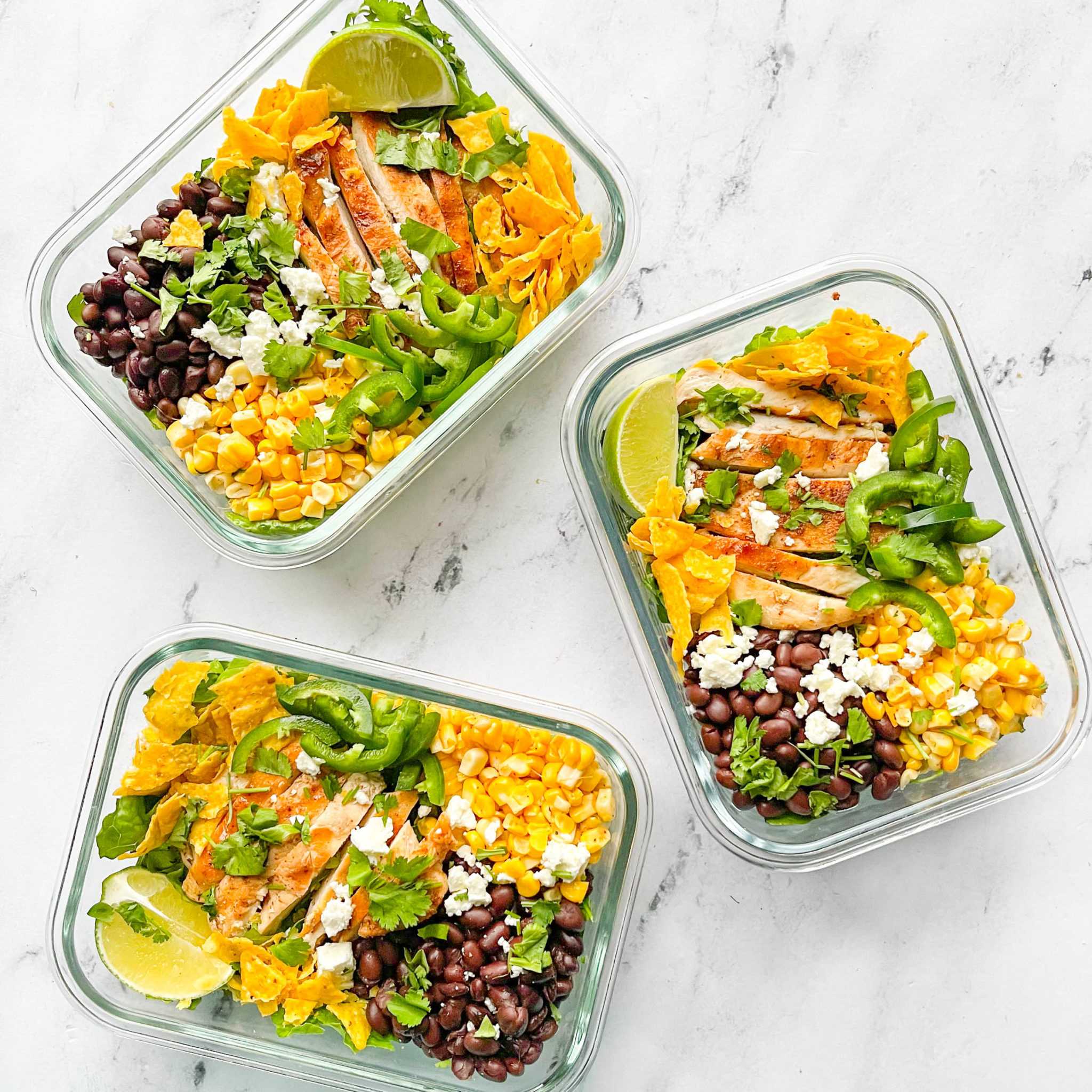 southwest salads in meal prep containers