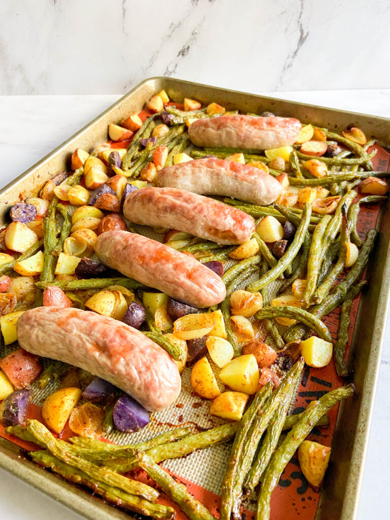 easy sheet pan sausage and veggie for meal prep