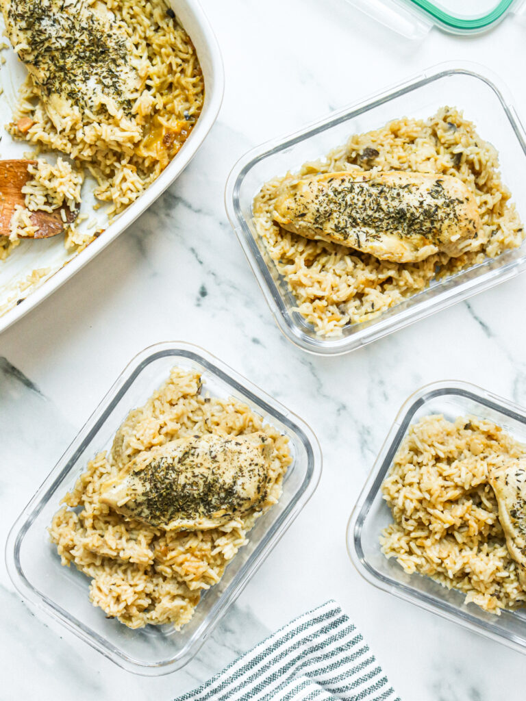 No Peek Chicken in meal prep containers